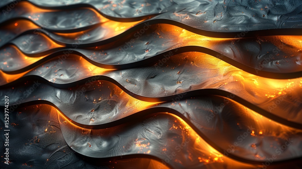 Aufkleber an artistic interpretation of flowing waves, combining dark textures with fiery accents, symbolizing