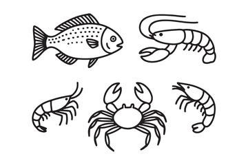 set of fish  silhouette