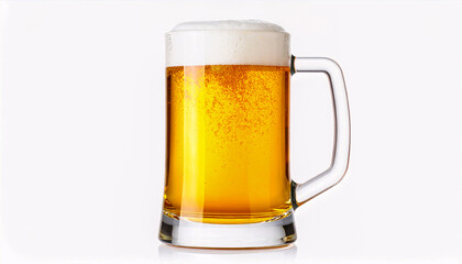 Foamy Golden Beer Mug Isolated