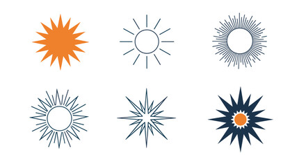 Diverse Sunburst Designs A Collection of Radiant and Abstract Star Illustrations