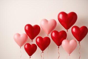Valentine's Day heart balloons floating romantically with copy space for love messages