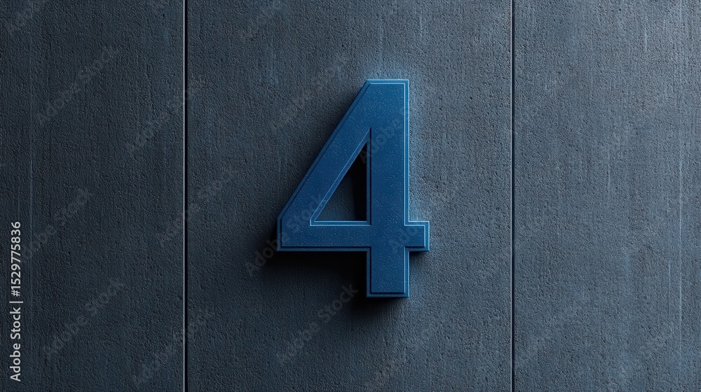 Aufkleber a striking blue number 4 is displayed on a dark textured background, combining simplicity with elega