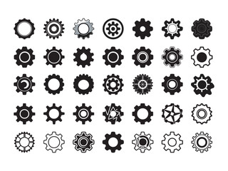Gear icons set industrial settings cogwheel vector collection for mechanical and engineering design elements
