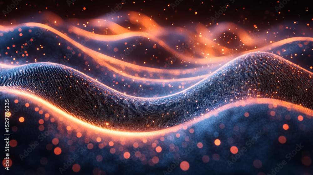 Aufkleber glowing particle waves abstract dark background animation (8)