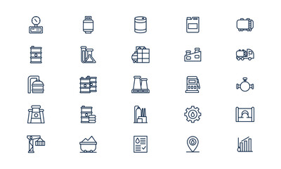 Oil and gas icon symbolizing energy extraction and fuel industry operations in outline style