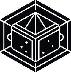 Abstract geometric logo design in Silhouette black and white with isometric perspective