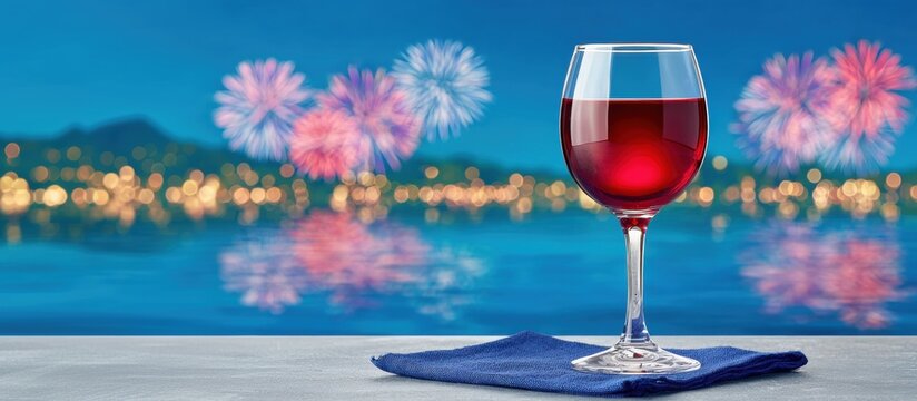 Celebrating Bastille Day with Red Wine and Fireworks: French National Day Concept