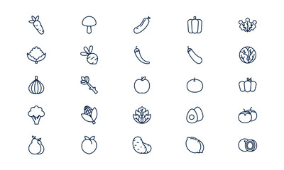 Vegetable icon depicting fresh organic farm produce for healthy lifestyle in outline style