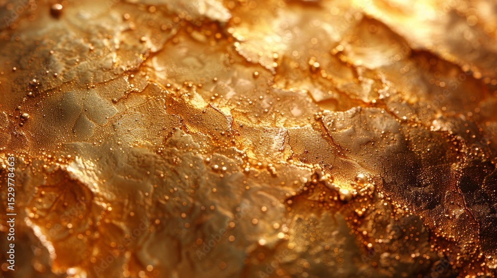 Poster an artistic close-up of a golden texture showcasing intricate details and sparkling elements, repres