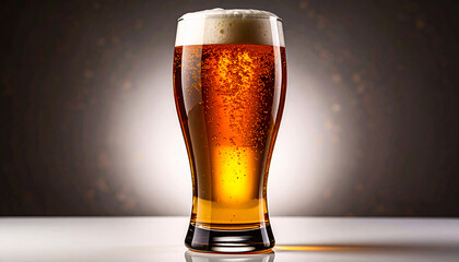 Refreshing Amber Beer in Pilsner Glass