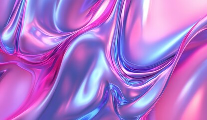 Abstract Liquid Glass Holographic Iridescent Neon Curved Wave