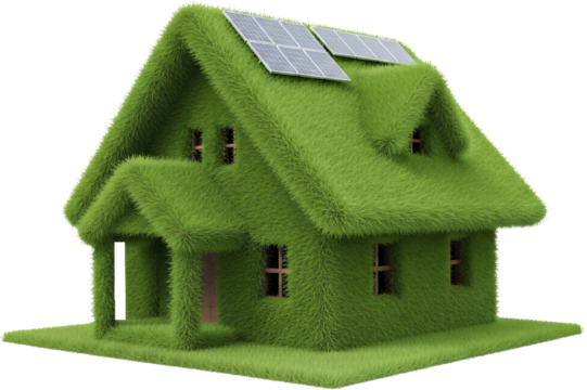 green grass house with transparent background construction structure ecology reducing climate change and global warming