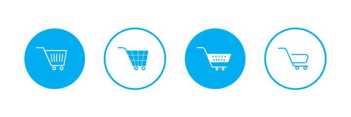 Shopping cart icons set. Internet shop buy symbol. Vector illustration.