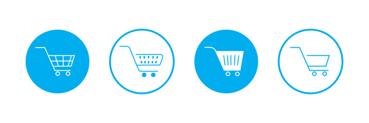 Shopping cart icon set. Trolley icon. Shopping basket icon. Online shopping button. Editable stroke line icons. Vector illustration.