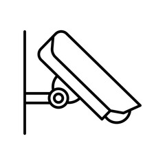Outline icon of a surveillance camera mounted on a ceiling for security monitoring systems.