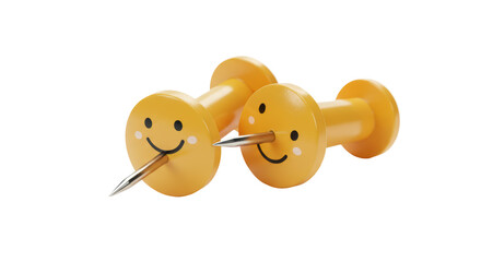 Isolated Push Pins with Smiling Faces