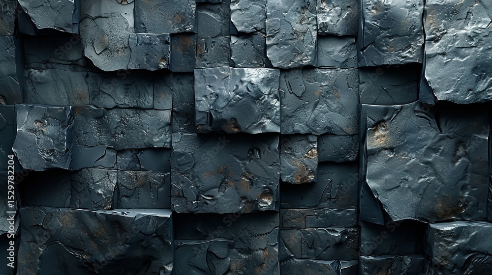 Aufkleber an abstract composition showcasing dark textured wall blocks arranged in a captivating way, making i