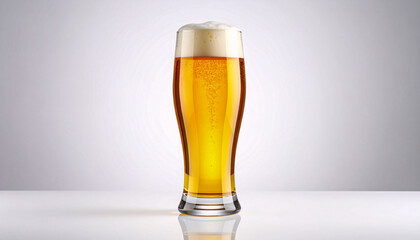 Tall Glass of Golden Lager Beer
