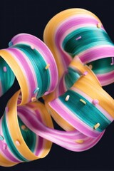 Abstract Colorful Swirls Design with Pink, Teal and Yellow Stripes