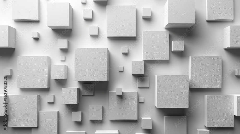 Aufkleber a stylish and modern composition featuring an array of white geometric blocks on a clean surface, pr