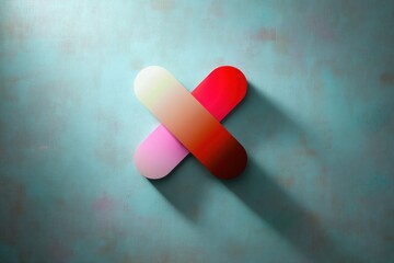 Abstract Cross Shape Gradient Design on Teal Background