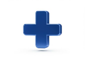 Obraz premium Blue plus sign symbol illustration on white background