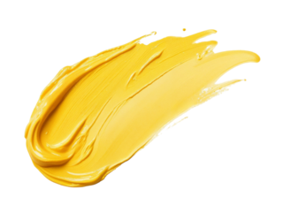 Abstract yellow paint stroke isolated on transparent background