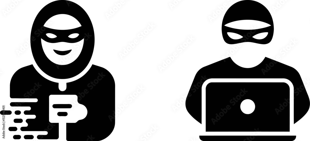 Aufkleber cyber security threat hacker attack data breach online fraud internet crime phishing scam ransomware