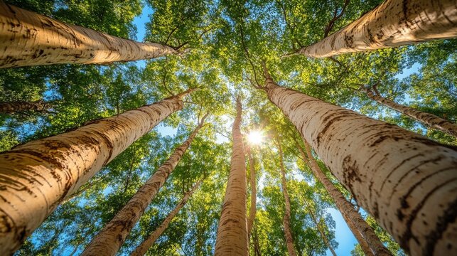 Sunlight Through Aspen Trees in Summer