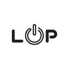 Modern logo featuring power button design for LOP