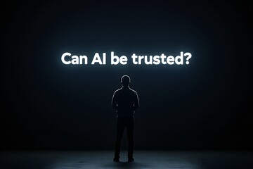 Silhouette of a person questioning ai trustworthiness