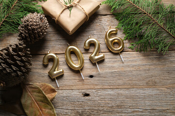 Decorative Candles Arranged With Natural Elements for New Year Celebration