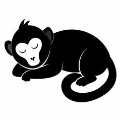 A silhouette image of a sleeping monkey