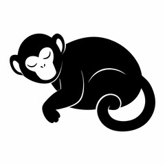 A silhouette image of a sleeping monkey