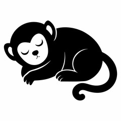 A silhouette image of a sleeping monkey