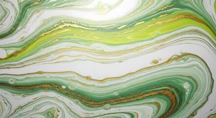 Elegant green and gold swirls abstract art background texture design