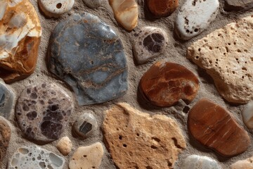 Close-Up of Varied Stones Texture on Beige Background
