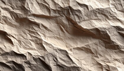 Crumpled Paper Texture: Brown Beige Abstract Background