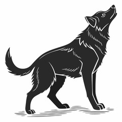 Majestic wolf silhouette howling at the moon night animal