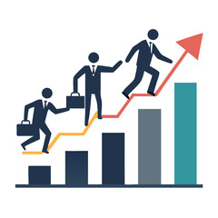 Business growth teamwork success climbing chart graph
