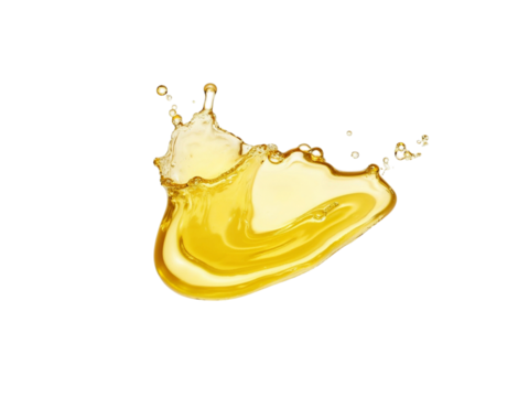 Golden liquid splash isolated on transparent background