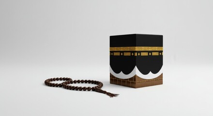 Kaaba Silhouette with Prayer Beads