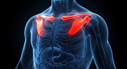 Detailed Anatomical Illustration of Human Clavicles and Scapulae