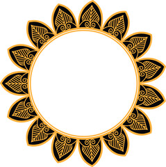 Traditional Mandala Style Circular Frame with Floral Leaf Motif – Vector Decorative frame Design
