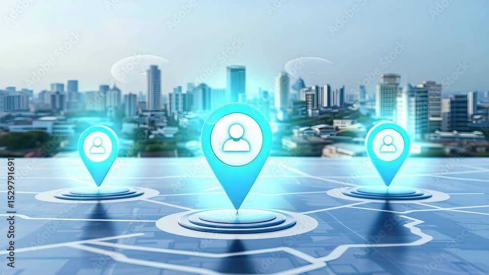 Aufkleber discover urban development through digital mapping and location markers showcasing city infrastructu