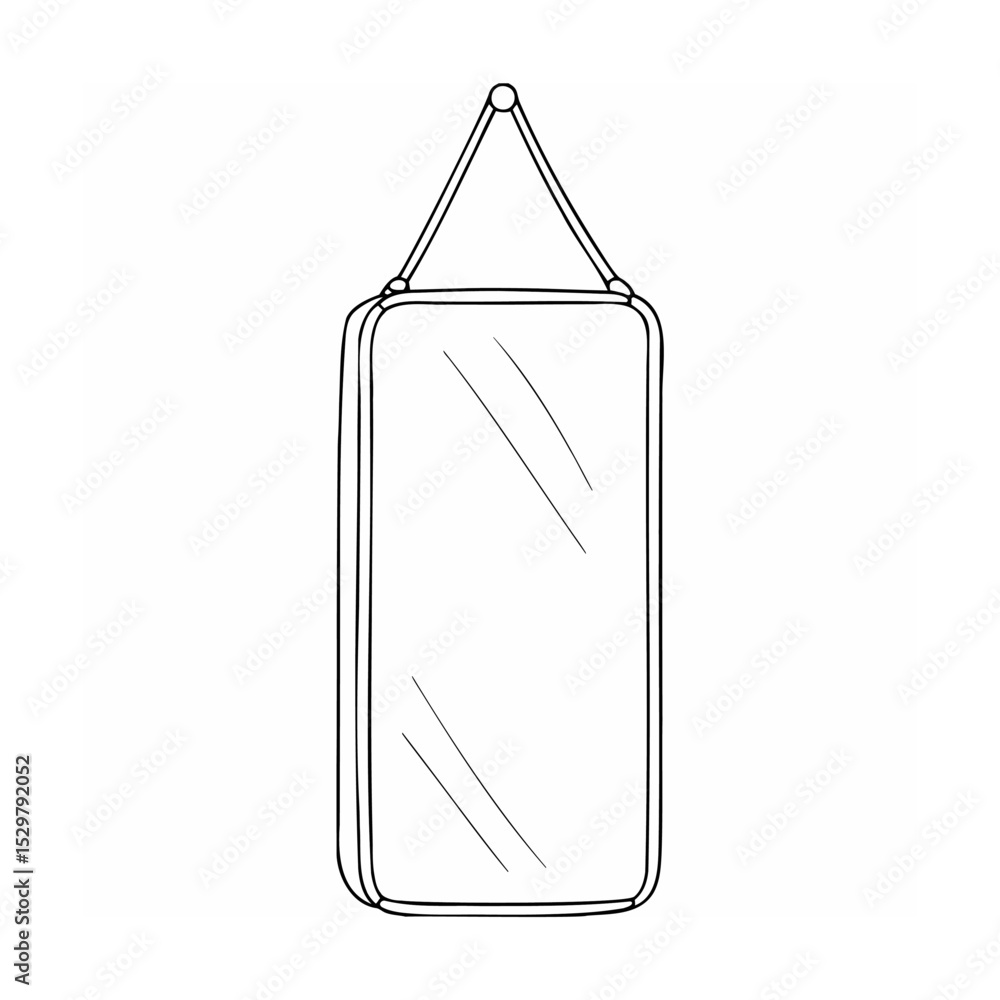 Poster hand-drawn sketch of a rectangular hanging mirror with simple lines and illustrative design.