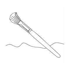 Isolated black and white illustration of a professional makeup brush for cosmetics and beauty