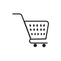 Shopping cart icon set. Shopping trolley in outline. Web cart in line. Shop symbol in black. Trolley icon. Stock vector illustration. A simple line art illustration of a shopping cart
