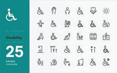 Disability Line Editable Icons set. Vector illustration in modern thin line style of handicap related icons (1)_traced