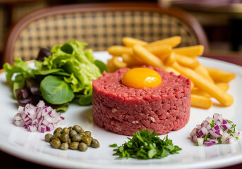 tartare de bœuf et frites